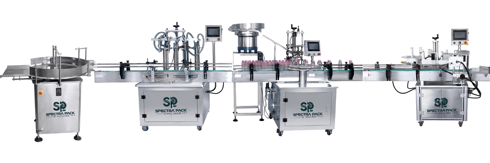 Automatic liquid filling and packaging line