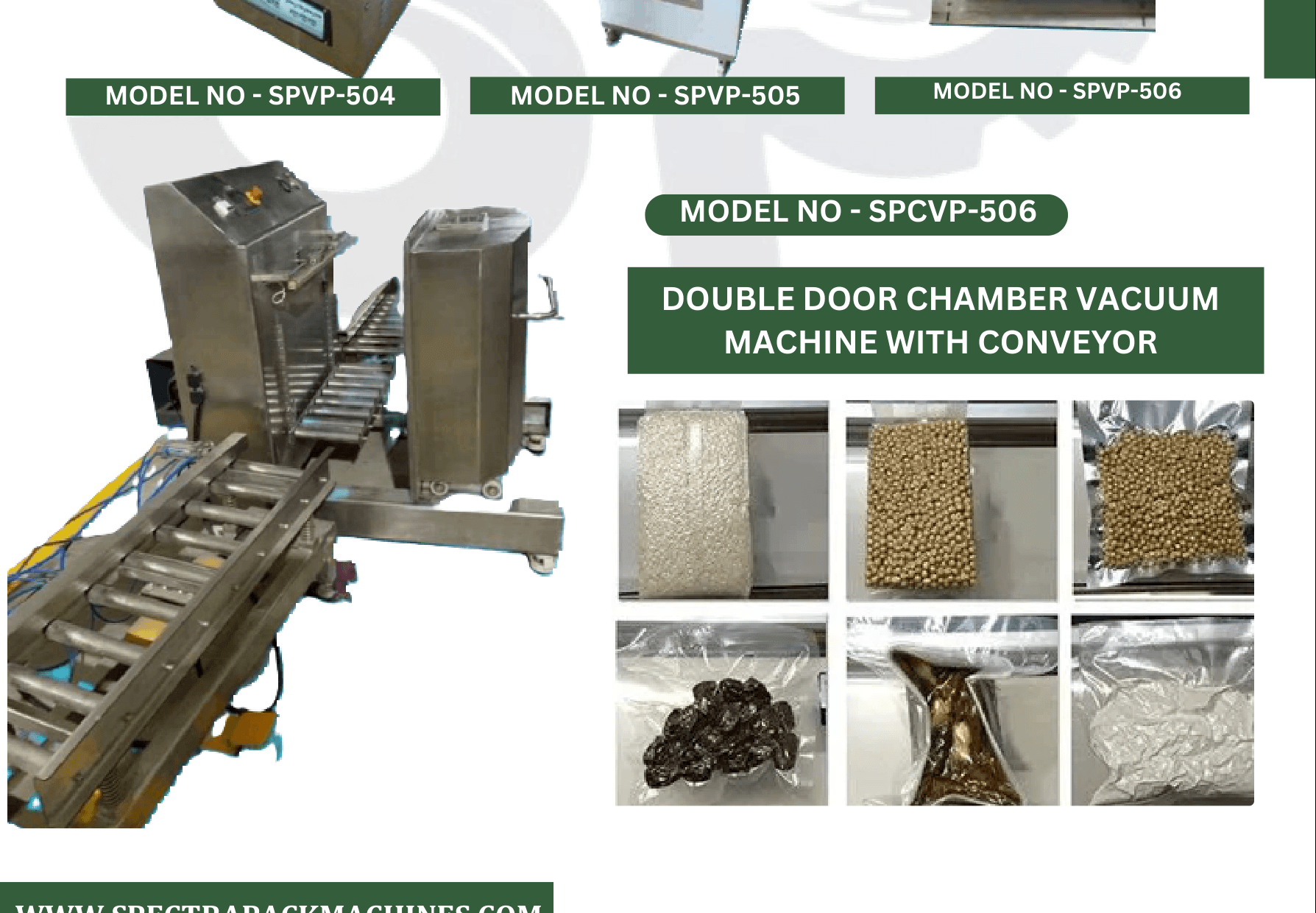 Double Door Chamber Vacuum Machine with Conveyor by Spectra Pack Machines